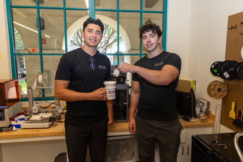 The T-Squeeze founders: Thaddeus Okasinski (left) and Holland Peil (’25)